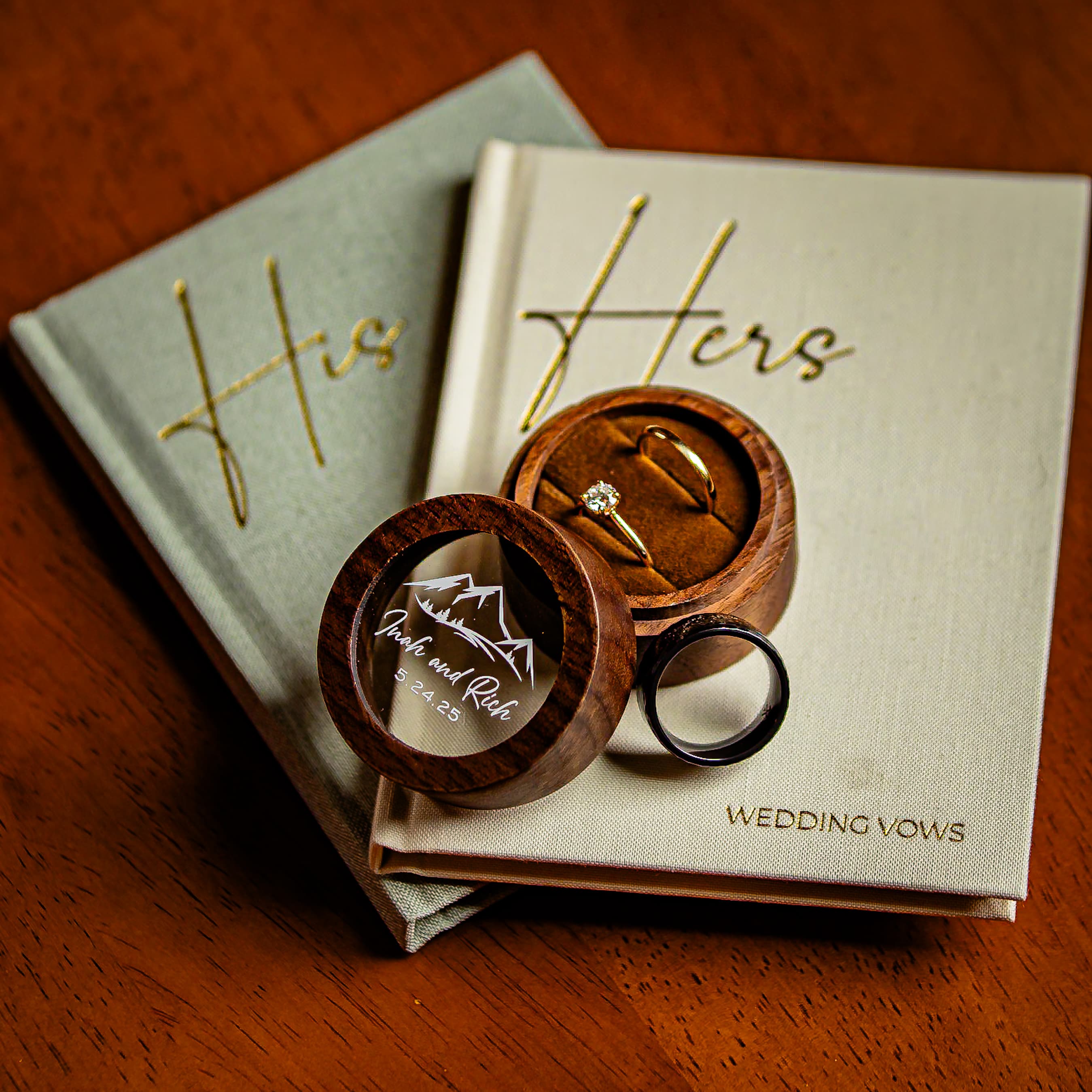 Wedding rings resting on love letters